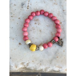 Bracelet céramique rose avec pampille