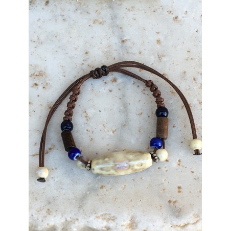 Bracelet céramique perle allongée (lacet)