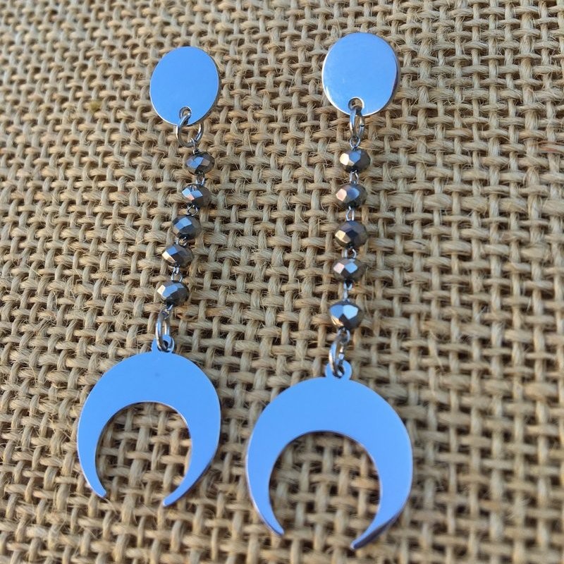 Boucles d'oreilles en acier lune