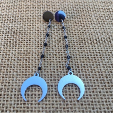 Boucles d'oreilles en acier lune